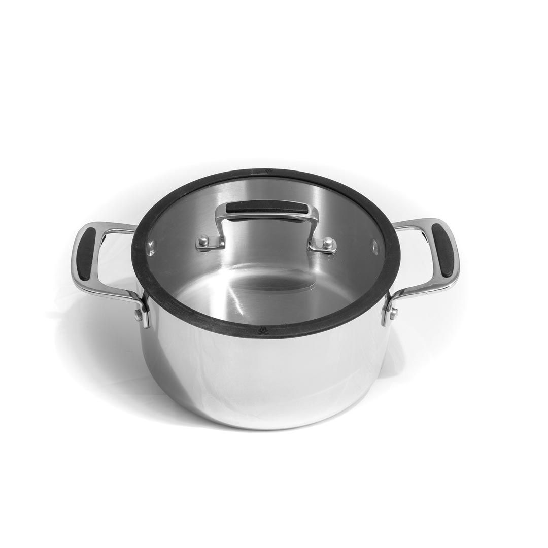 Tri-Ply Stainless Steel Stockpot 5QT, Induction Cooking Pot 18/8
